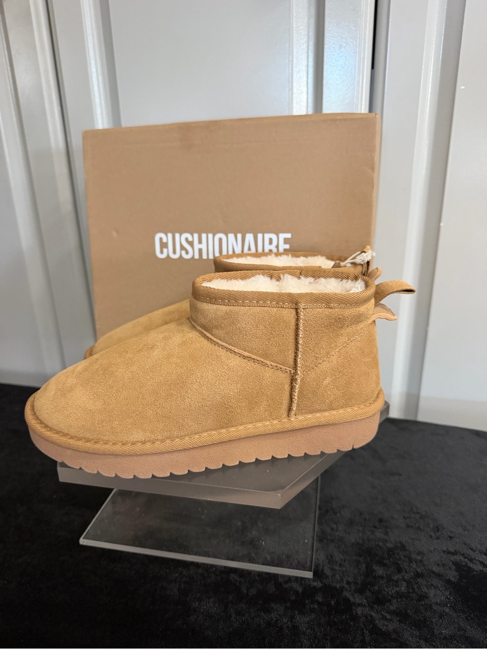 Kids Tan Suede Shearling Booties